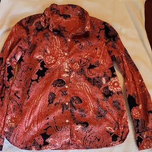 Tommy Hilfiger Red and Black Paisley Button Down Shirt